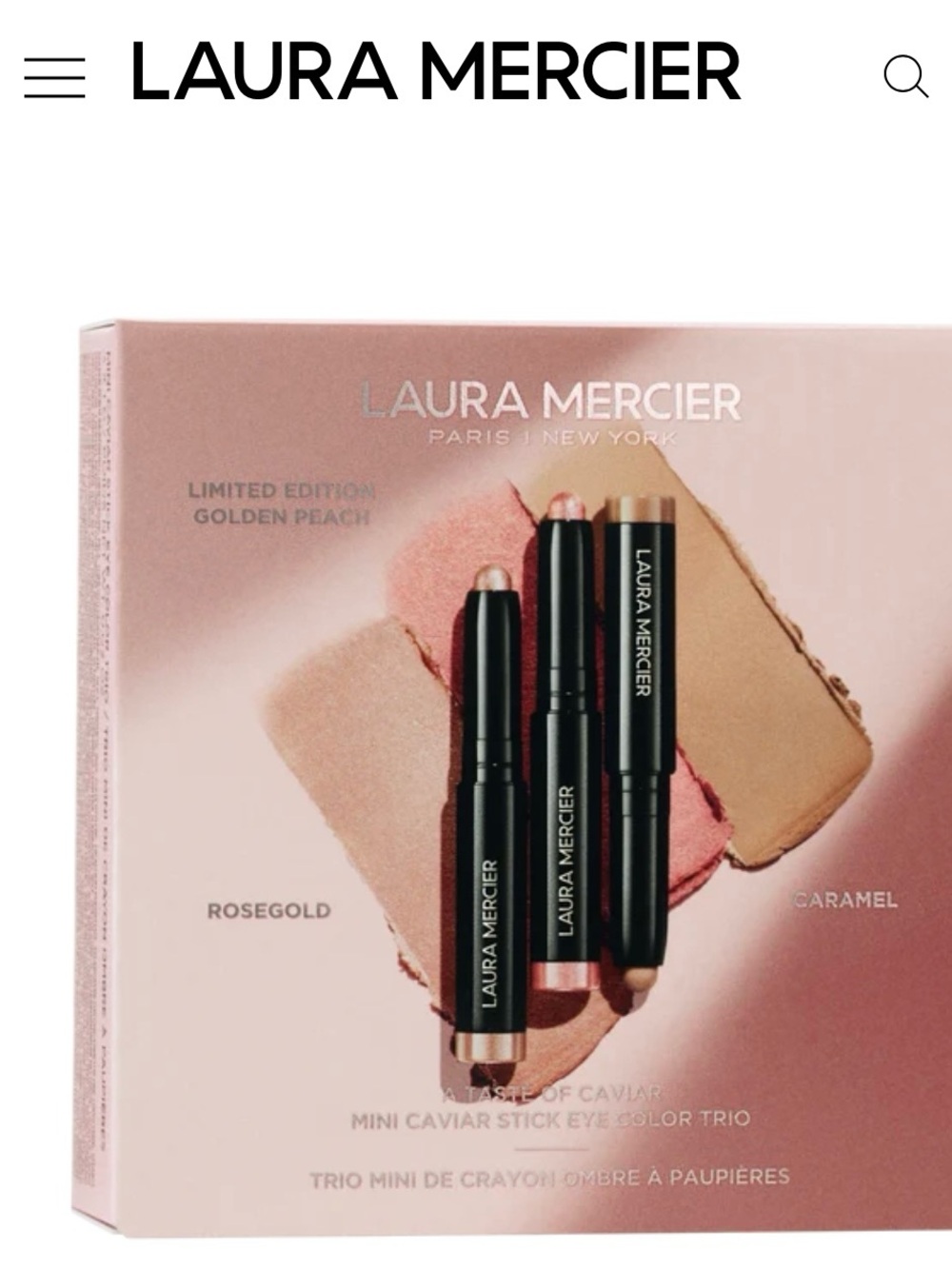 laura mercier Mini Caviar Stick Trio — Rosegold, Peach, Caramel